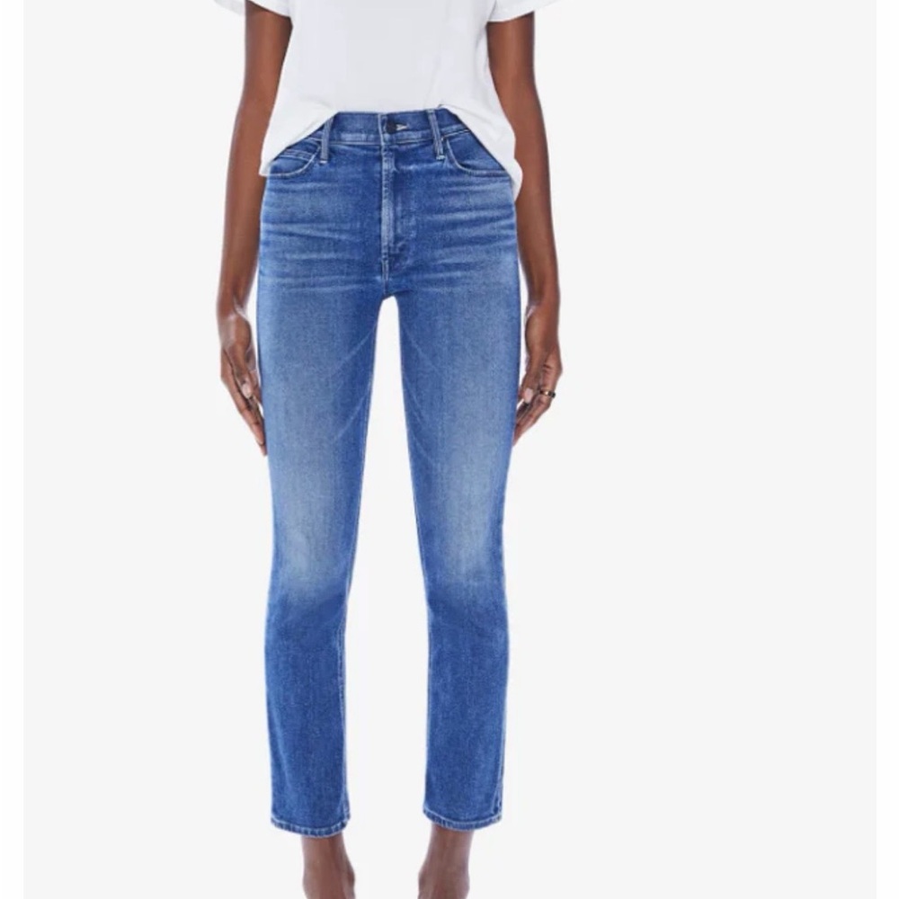 MOTHER Straight Leg Denim Jeans in Blue